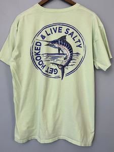Salt Life T-Shirt Get Hooked & Live Salty Mint Green Color Double Sided Mens L